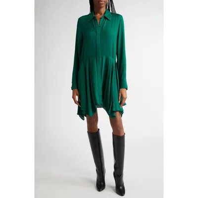 Alice And Olivia Alice + Olivia Avita Long Sleeve Asymmetric Shirtdress In Green