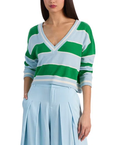 Alice And Olivia Alice + Olivia Ayden Cashmere-blend Crop Pullover In Green