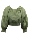 Alice And Olivia Alice + Olivia Azalea Off-the-shoulder Peasant Blouse In Green Cotton In Green