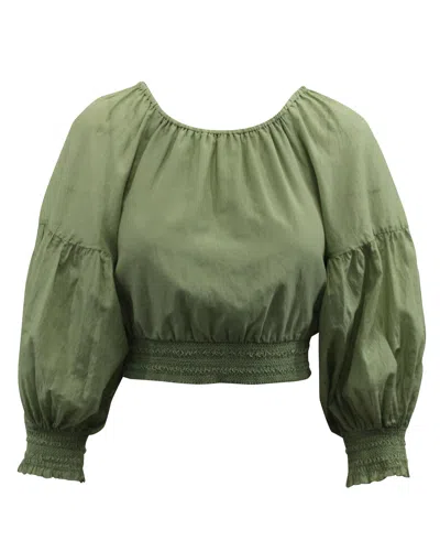 Alice And Olivia Alice + Olivia Azalea Off-the-shoulder Peasant Blouse In Green Cotton