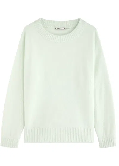 Alice And Olivia Alice + Olivia Barbra Brushed Cashmere-blend Jumper In Mint