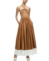 Alice And Olivia Gathered Cotton-blend Halterneck Maxi Dress