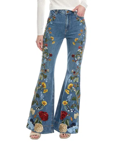 Alice And Olivia Alice + Olivia Beautiful High-rise Embroidered Jean In Blue