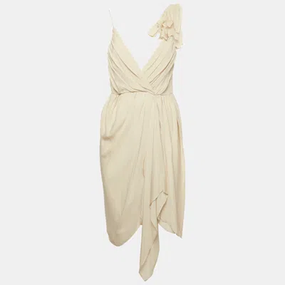 Alice And Olivia Alice + Olivia Beige Chiffon Draped Melanie Mini Dress In Nude