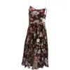 Alice And Olivia Alice + Olivia Belted Floral Sleeveless Dress In Burgundy Viscose In Red