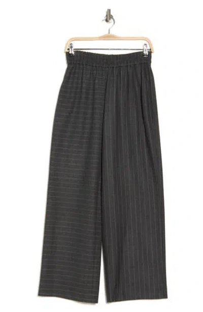 Alice And Olivia Alice + Olivia Benny Pull-on Wide Leg Pinstripe Pants In Charcoal/white