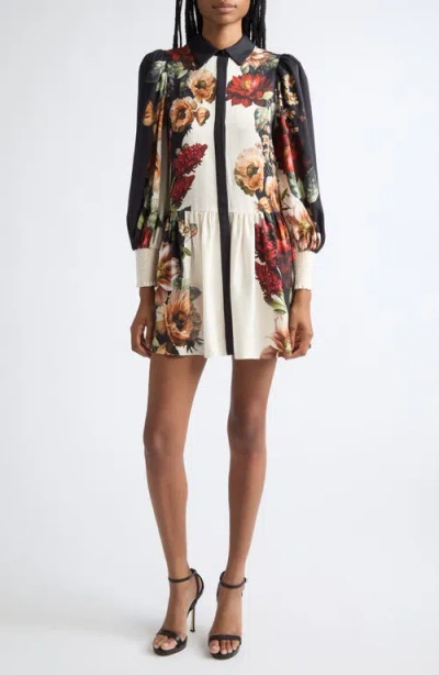 Alice And Olivia Alice + Olivia Bertha Blouson Sleeve Shirtdress In Multi