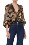 Alice And Olivia Alice + Olivia Betsie Print Ruffle Top In Spring Paisley Black