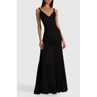 Alice And Olivia Bianca Twist Strap Maxi Dress In Black