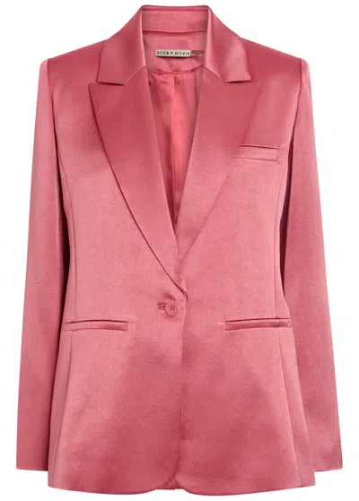 Alice And Olivia Billie Single-breasted Satin Blazer In Pink