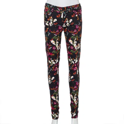 Alice And Olivia Alice + Olivia Black Floral Printed Denim Skinny Fit Jeans In Multi