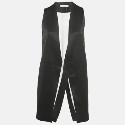 Alice And Olivia Alice + Olivia Black Satin Open Front Vest