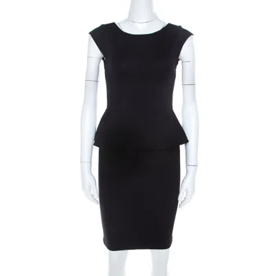 Alice And Olivia Alice + Olivia Black Stretch Knit Victoria Peplum Dress