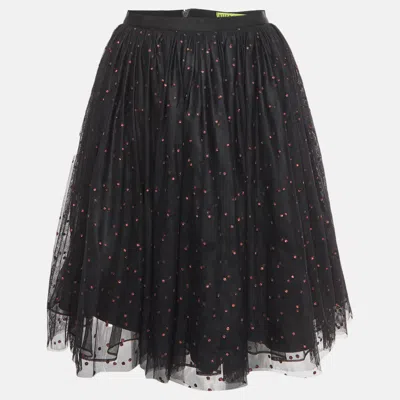 Alice And Olivia Alice + Olivia Black Tulle Polka Dotted Skirt
