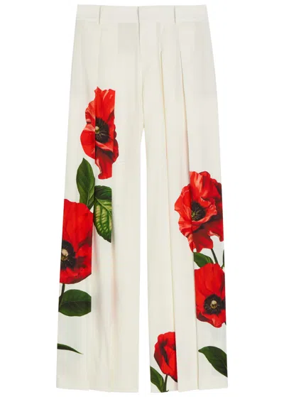 Alice And Olivia Blaire High-rise Pleated Trousers In White
