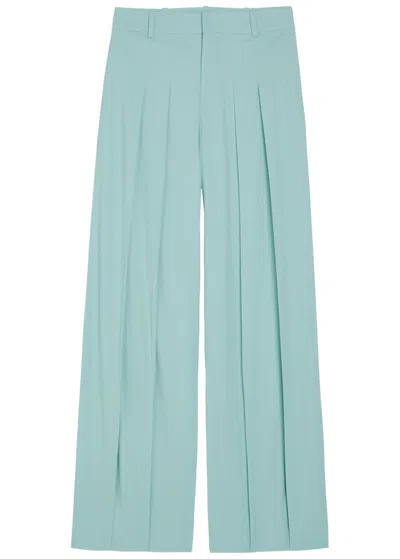 Alice And Olivia Alice + Olivia Blaire Pleated Wide-leg Trousers In Green