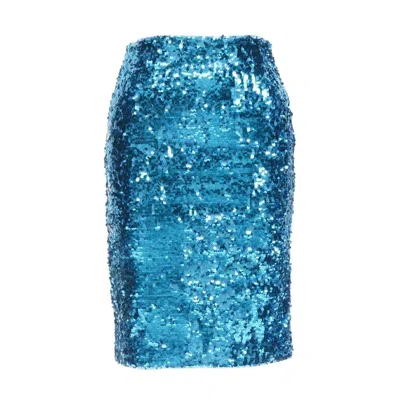 Pre-owned Alice And Olivia Alice Olivia Blue Bling Sequins Side Zip Disco Party Pencil Skirt Us0 Xs