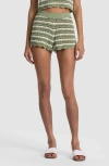 Alice And Olivia Bobbi Crochet-knit Striped Shorts In White