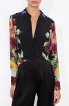 Alice And Olivia Brady Siim Button-front Top In Garden Brunch Black