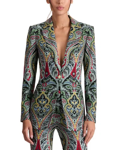 Alice And Olivia Alice + Olivia Breann Long Fitted Blazer In Multi