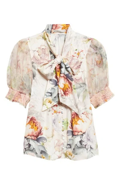 Alice And Olivia Brentley Floral Tie-neck Blouse In Multi
