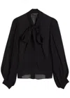 Alice And Olivia Alice + Olivia Brentley Semi-sheer Chiffon Blouse In Black