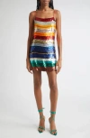 Alice And Olivia Alice + Olivia Bridget Rainbow Stripe Sequin Minidress In Multi