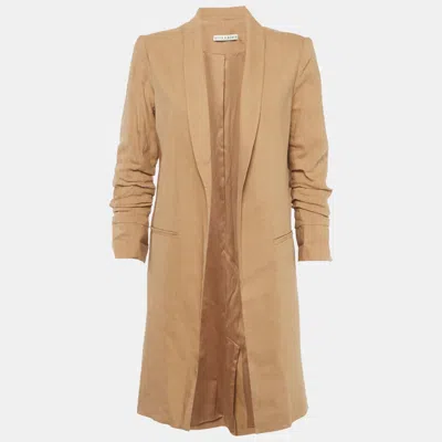 Alice And Olivia Alice + Olivia Brown Linen Blend Open Front Muriel Coat