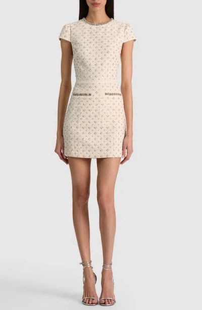 Alice And Olivia Alice + Olivia Cade Embellished Cap Sleeve Minidress In Neutral