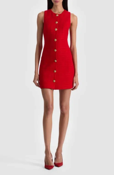 Alice And Olivia Cade Button Front Sleeveless Dress In Red