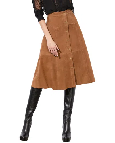 Alice And Olivia Alice + Olivia Calica Leather Skirt In Brown