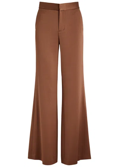 Alice And Olivia Alice + Olivia Calvin Wide-leg Satin Trousers In Camel