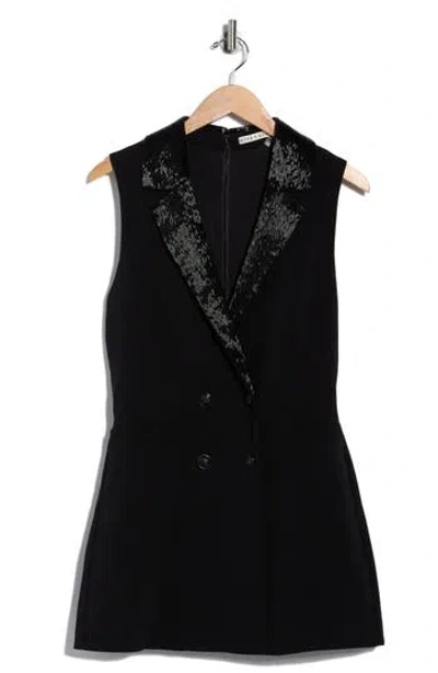 Alice And Olivia Alice + Olivia Carlena Sleeveless Tuxedo Romper In Black