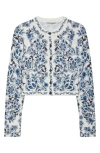 Alice And Olivia Carson Floral Cardigan In Soft White Multi