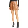 Alice And Olivia Carter Vegan Leather Pleated Mini Skirt In Camel
