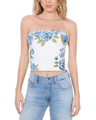 ALICE AND OLIVIA ALICE + OLIVIA CECE FLORAL EMBELLISHED CROPPED TOP