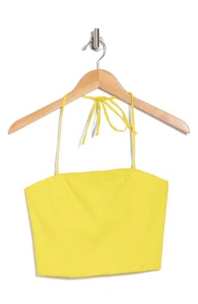 Alice And Olivia Alice + Olivia Ceresi Halter Tie Bandeau Crop Top In Happy Yellow