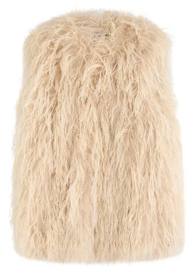 Alice And Olivia Alice + Olivia Chander Feather Gilet In Cream