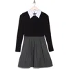 Alice And Olivia Chara Pinstripe Long-sleeve Minidress In Black In Charcoal/white