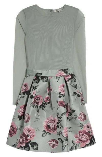 Alice And Olivia Alice + Olivia Chara Long Sleeve Party Dress In Sage Multi