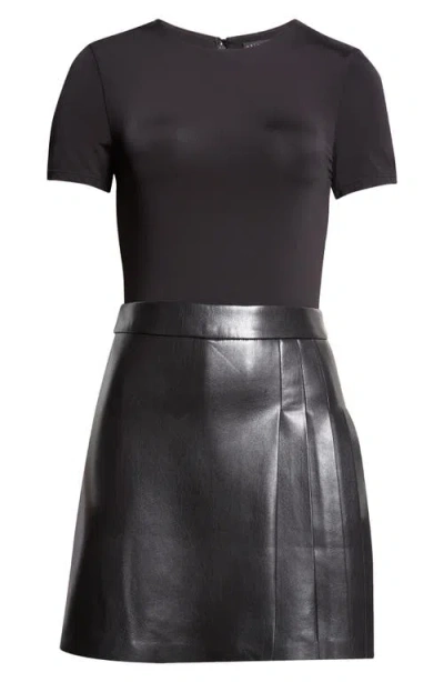ALICE AND OLIVIA ALICE + OLIVIA CHARA MIXED MEDIA MINIDRESS