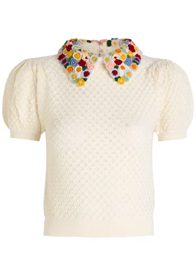 Alice And Olivia Alice + Olivia Chase Puff Sleeve Sweater In White