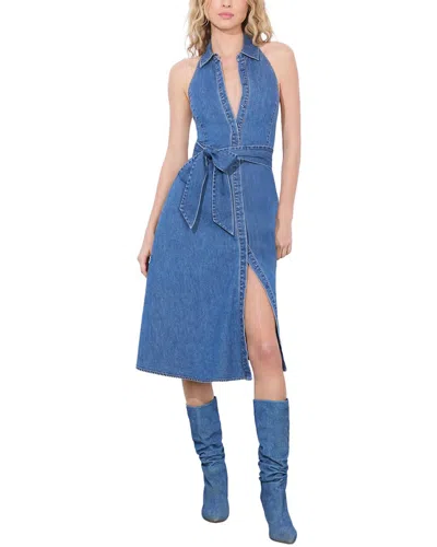 Alice And Olivia Alice + Olivia Chassidy Halter Midi Dress In Blue