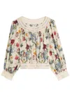 Alice And Olivia Alice + Olivia Cherelle Floral-print Cropped Cotton Blouse In Multi