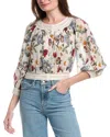 Alice And Olivia Cherelle Gathered Crop Blouse In Multi