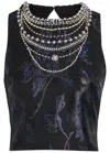 Alice And Olivia Cherra Embellished Floral Jacquard Crop Top In Multi