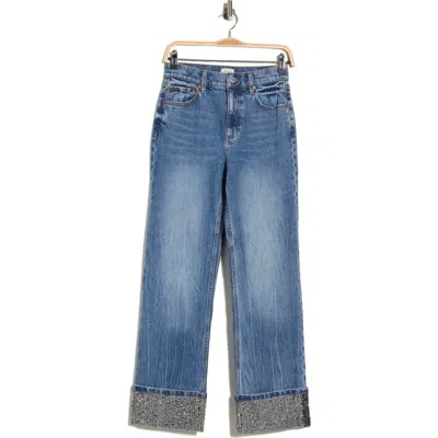 Alice And Olivia Alice + Olivia Chic Embellished Cuffed Ankle Jeans In Blue