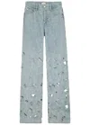 Alice And Olivia Chic Eyelet Jean In Blue