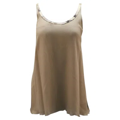 Pre-owned Alice And Olivia Alice + Olivia Chiffon Tank Top In Tan Silk In Brown
