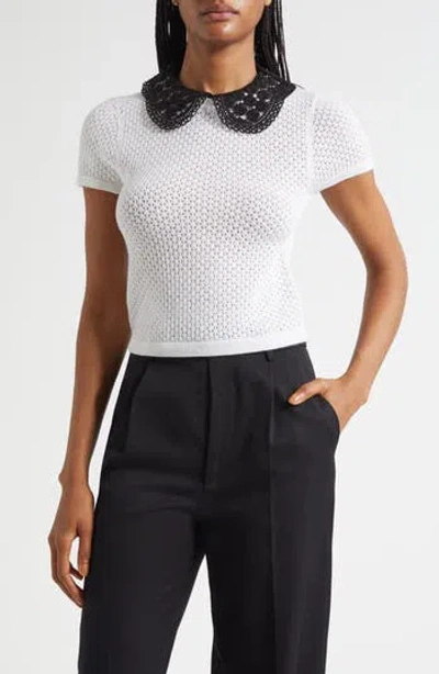 Alice + Olivia Alice And Olivia Ciara Short Sleeve Sweater In White